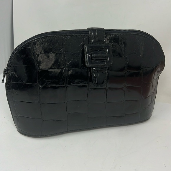 Furla Croc Embossed Leather Zip Around Magnetic Flap Large Clutch Bag - Picture 1 of 7